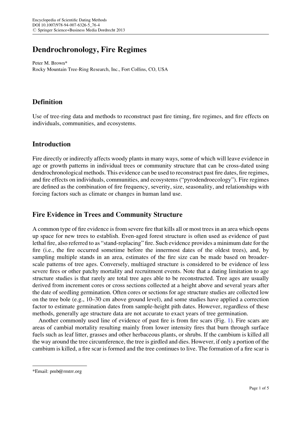 Dendrochronology, Fire Regimes