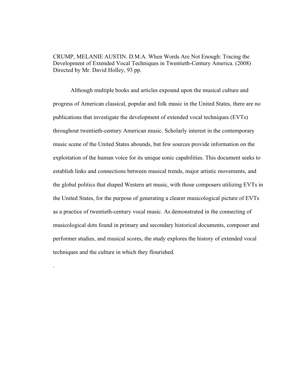 Tracing the Development of Extended Vocal Techniques in Twentieth-Century America