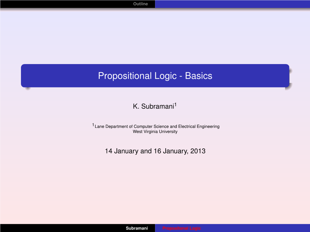 Propositional Logic - Basics