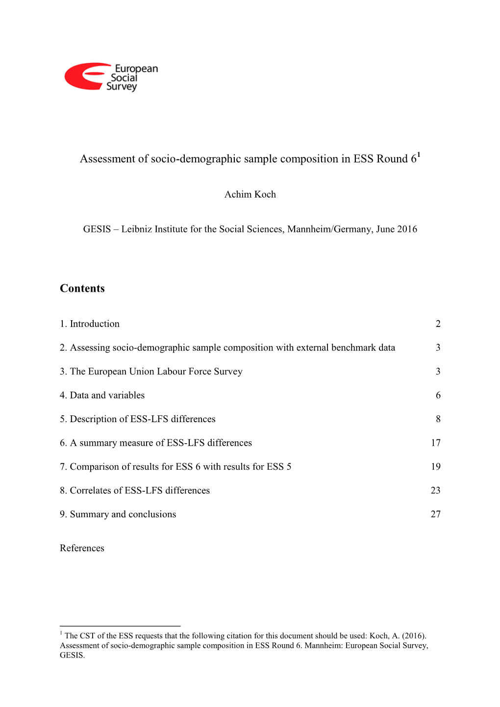 Assessment of Socio-Demographic Sample Composition in ESS Round 61