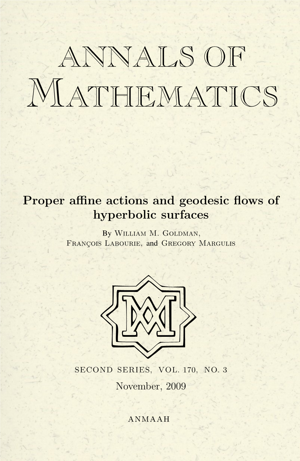 Proper Affine Actions and Geodesic Flows of Hyperbolic Surfaces