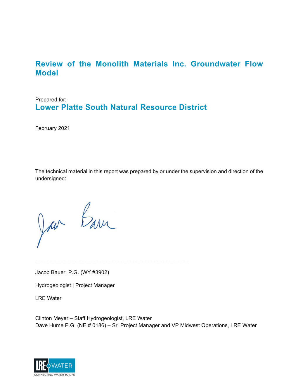 Review of the Monolith Materials Inc. Groundwater Flow Model