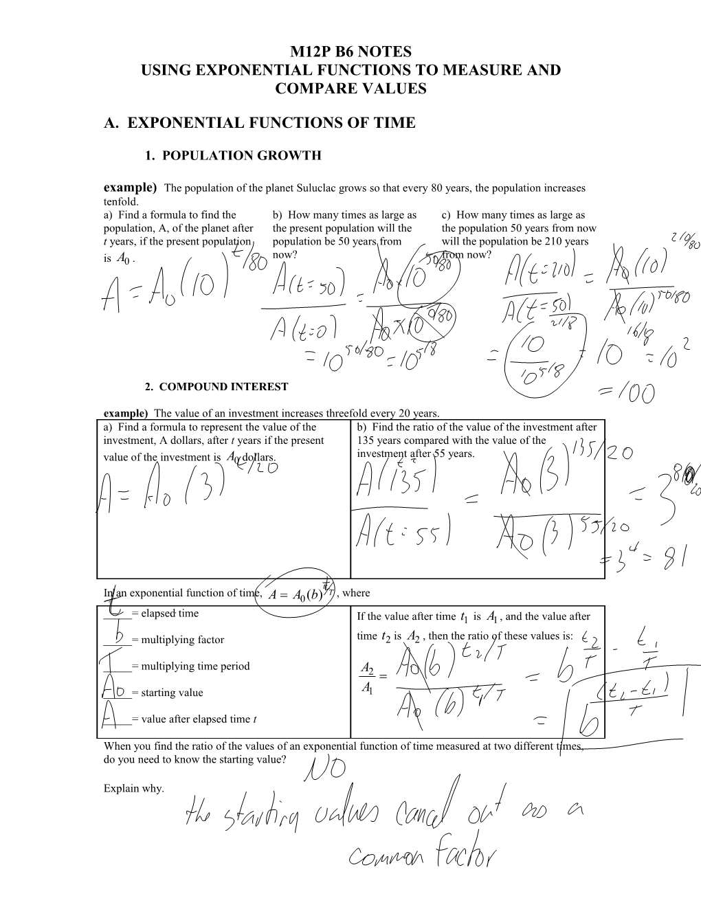 Using Exponential Functions to Measure and Compare Values