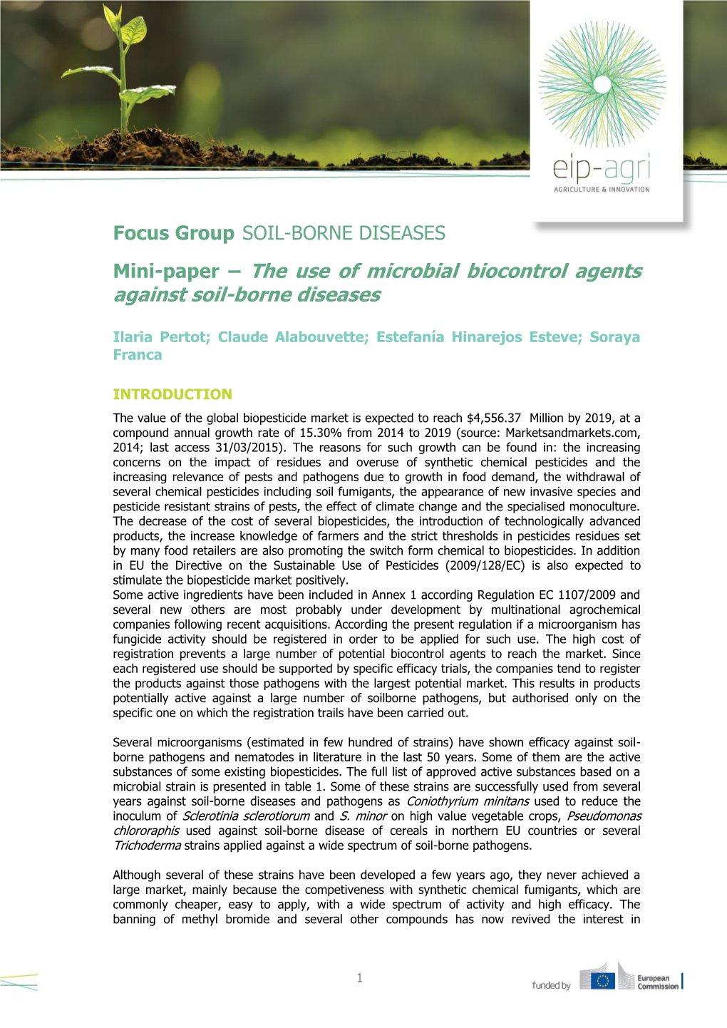 Mini-Paper – the Use of Microbial Biocontrol Agents Against Soil-Borne Diseases