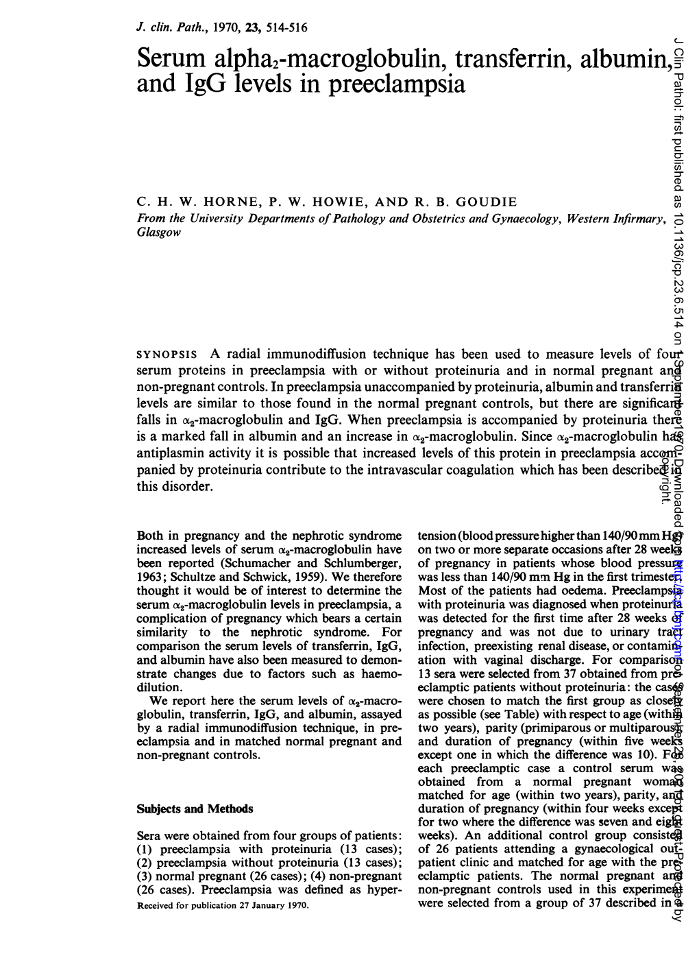 Serum Alpha2-Macroglobulin, Transferrin, Albumin, and Igg Levels in Preeclampsia