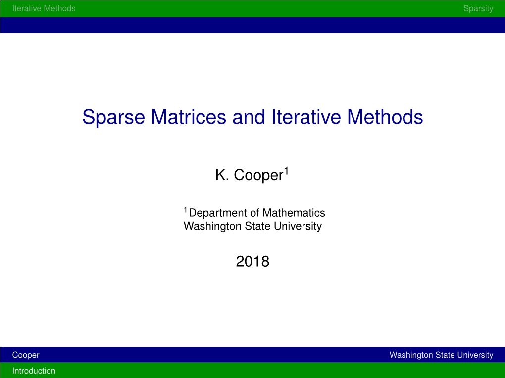 Sparse Matrices and Iterative Methods