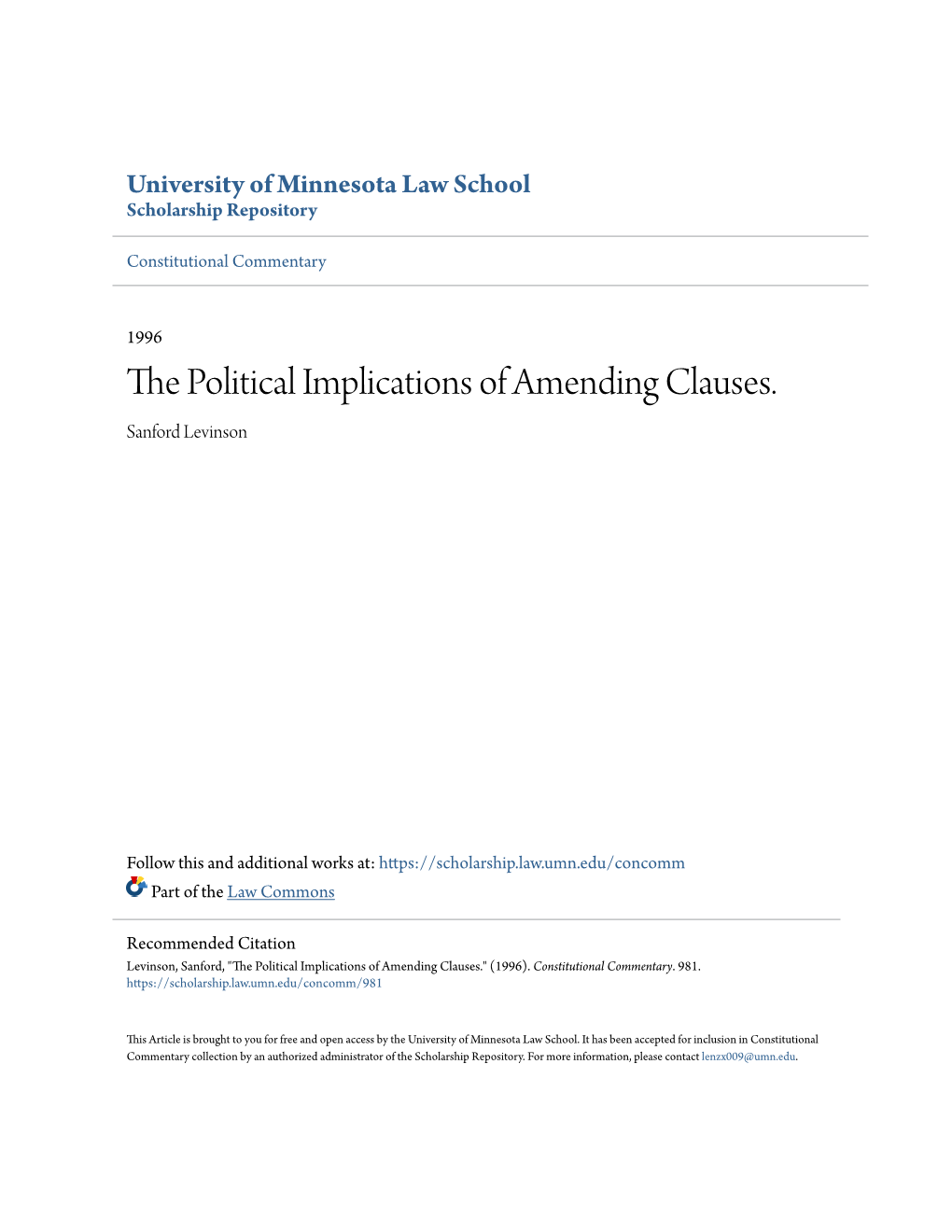 The Political Implications of Amending Clauses