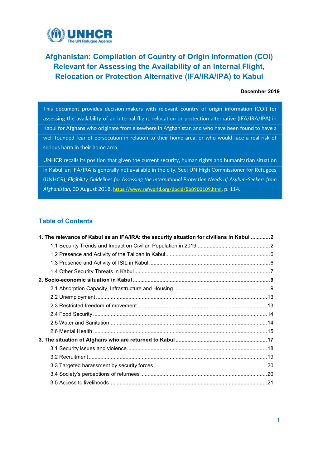 Afghanistan: Compilation of Country of Origin Information (COI)