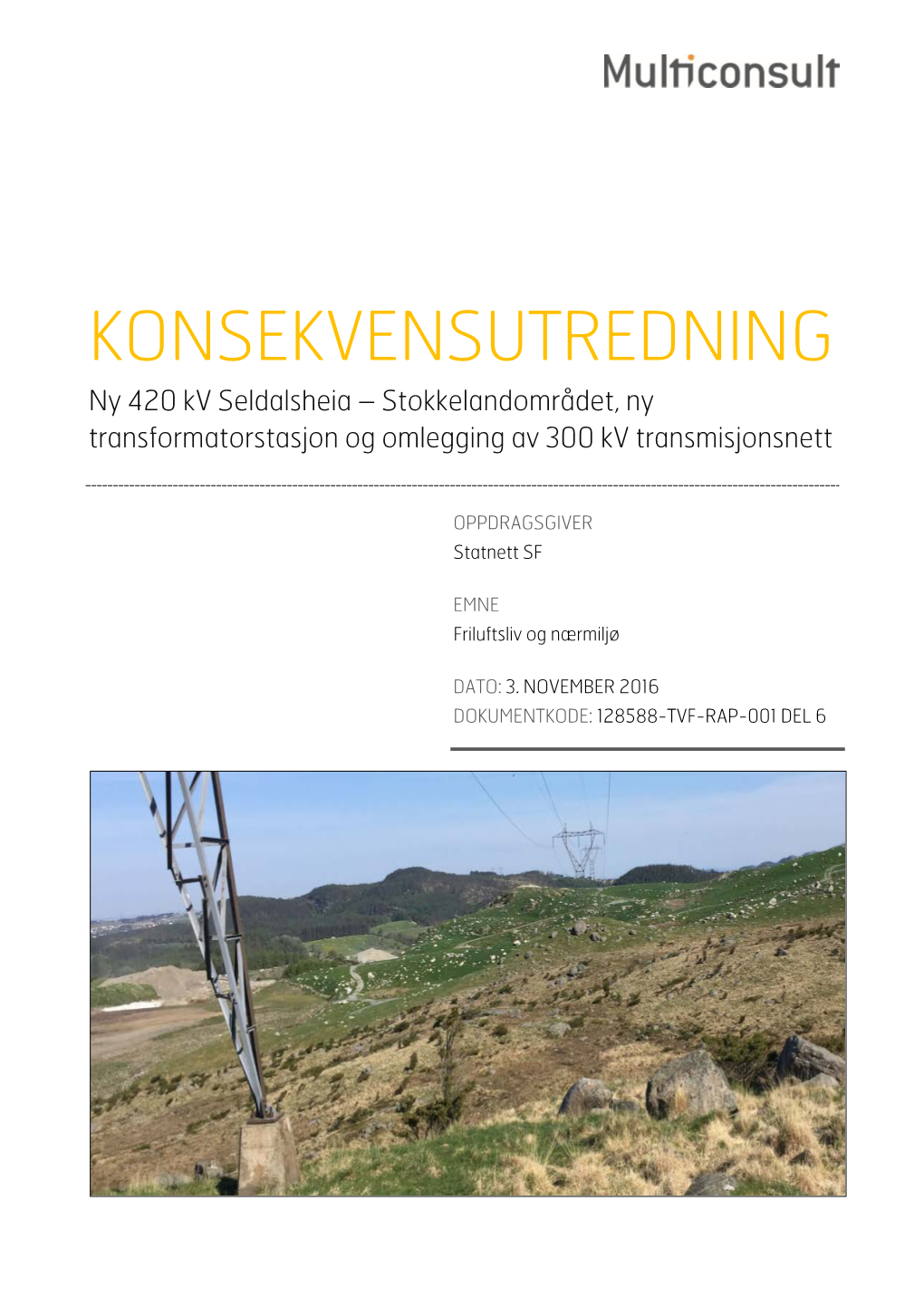 KONSEKVENSUTREDNING Ny 420 Kv Seldalsheia – Stokkelandområdet, Ny Transformatorstasjon Og Omlegging Av 300 Kv Transmisjonsnett