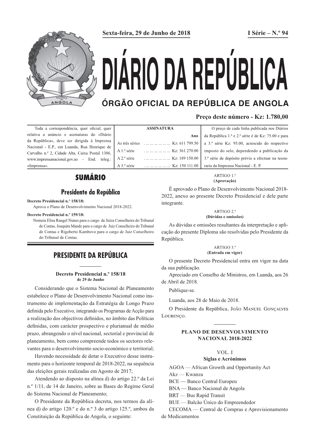Órgão Oficial Da República De Angola