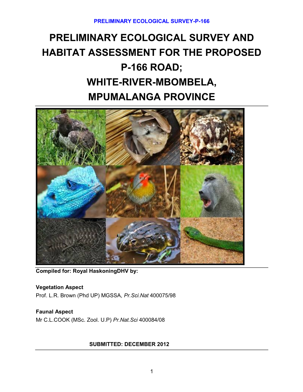 Preliminary Ecological Survey and Habitat Assessment for the Proposed New Link Road from the N2 Connecting to the Mvezho Village