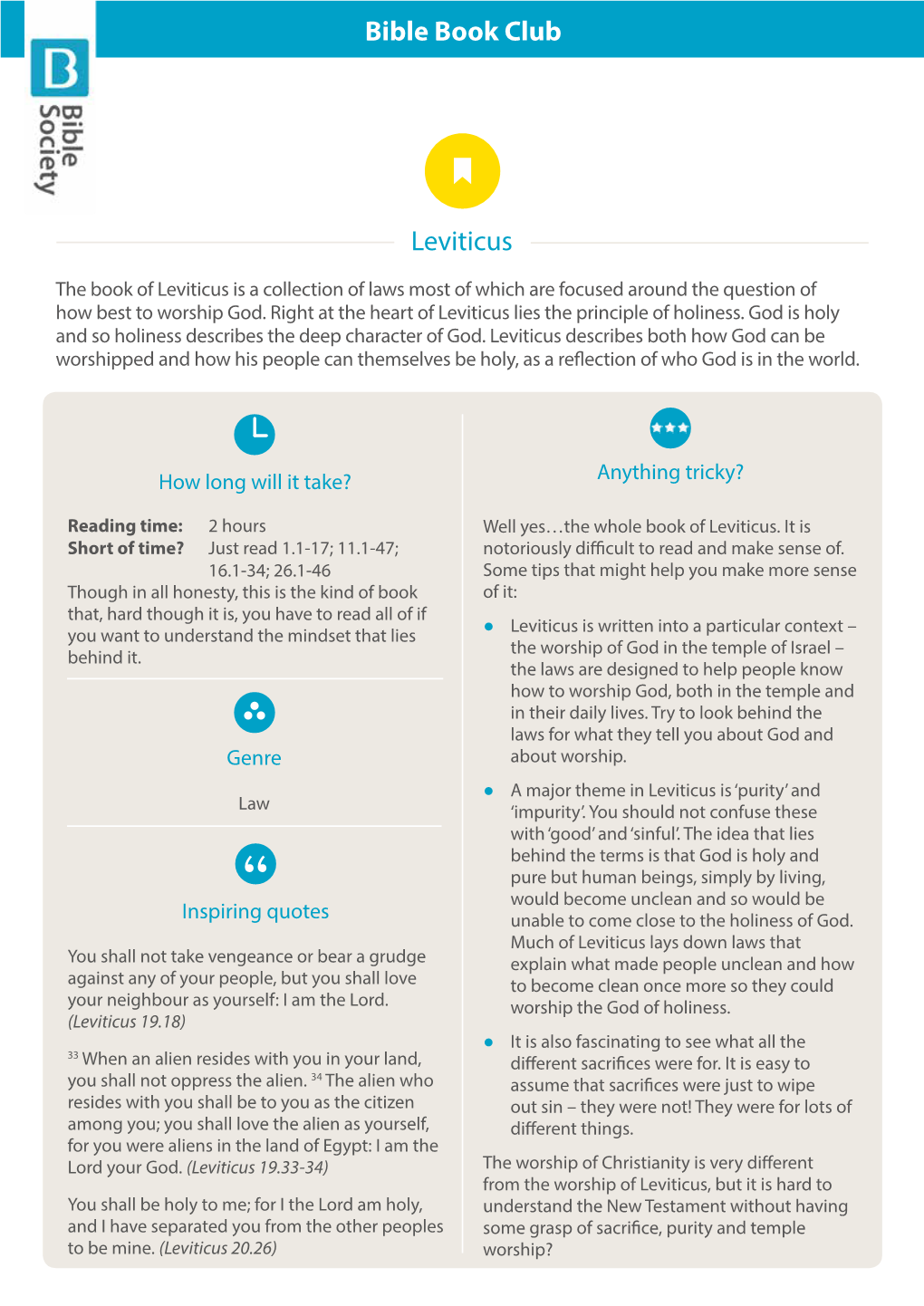 Bible Book Club Leviticus
