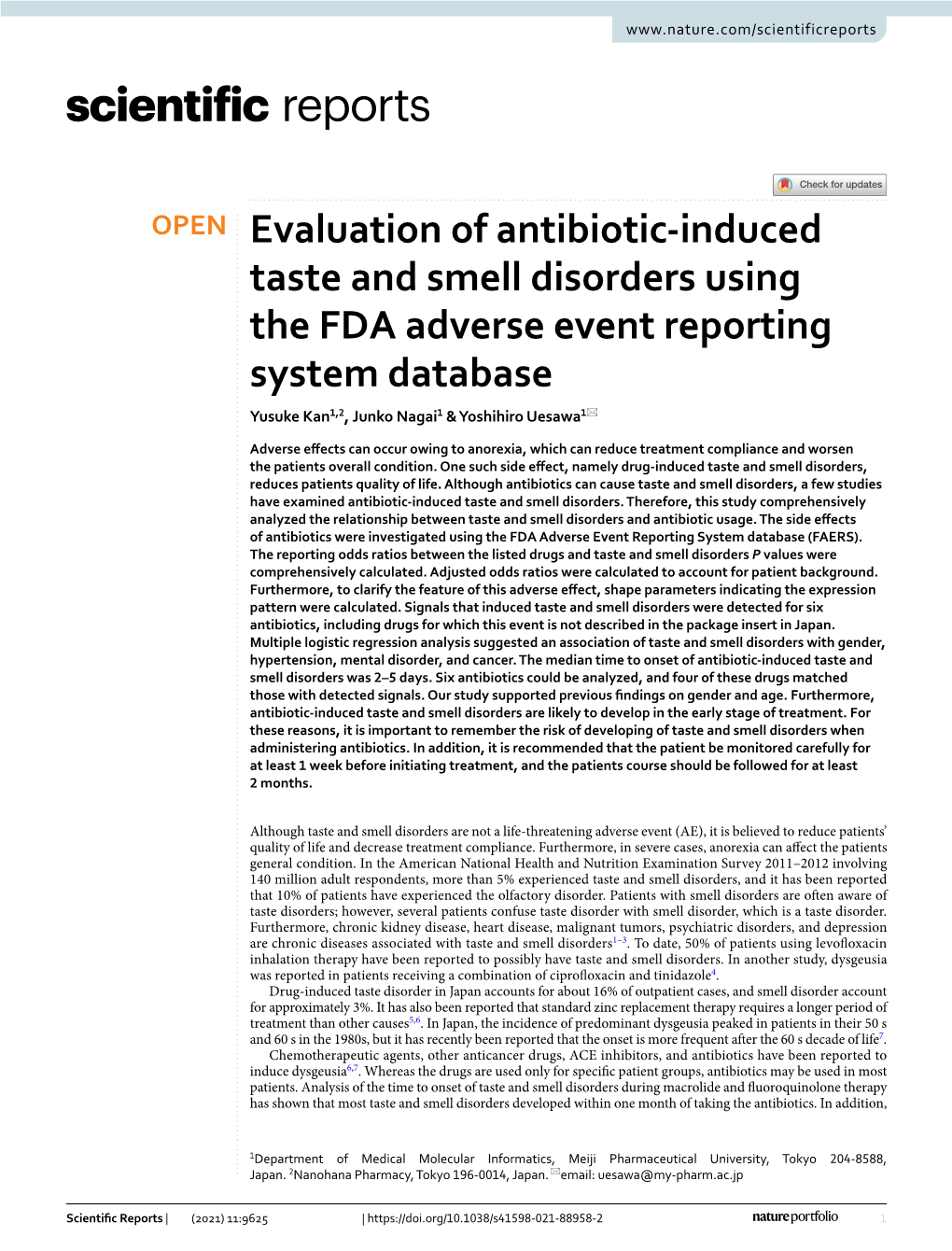 Evaluation of Antibiotic-Induced Taste and Smell Disorders Using the FDA