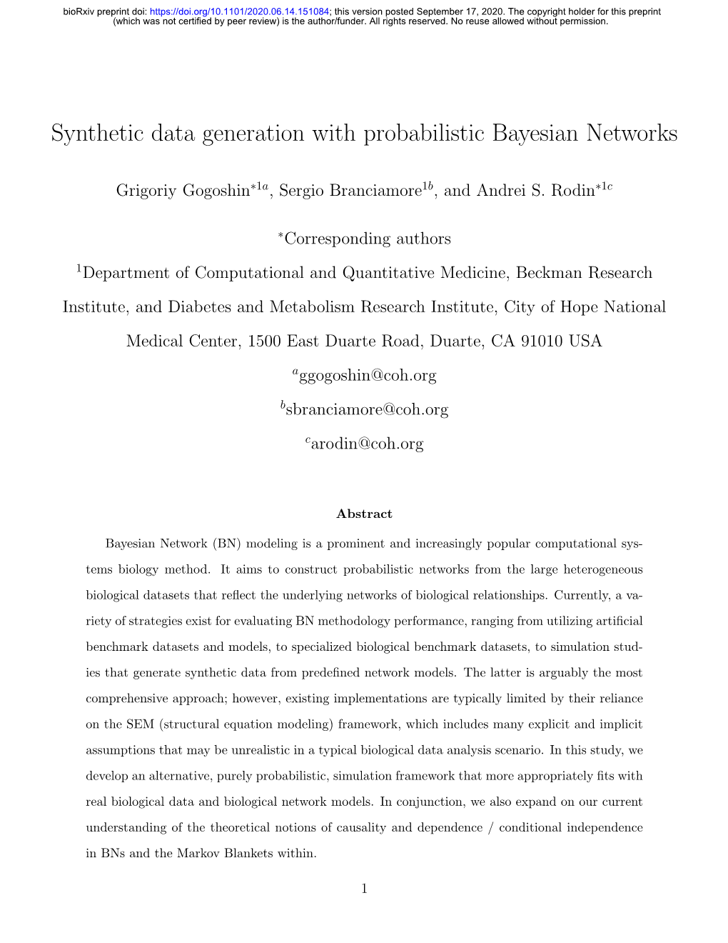 Synthetic Data Generation with Probabilistic Bayesian Networks