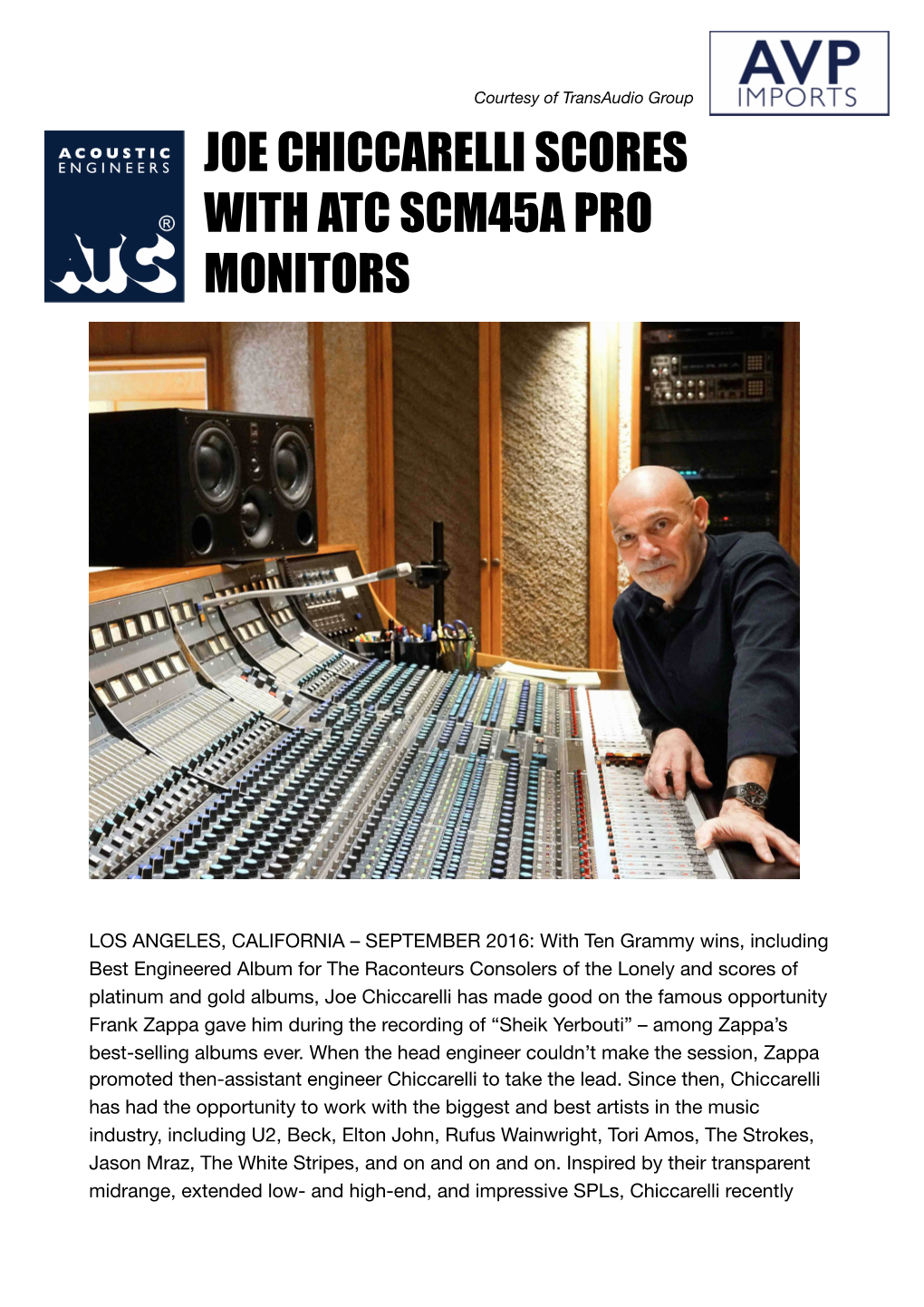 Joe Chiccarelli Scores with Atc Scm45a Pro Monitors