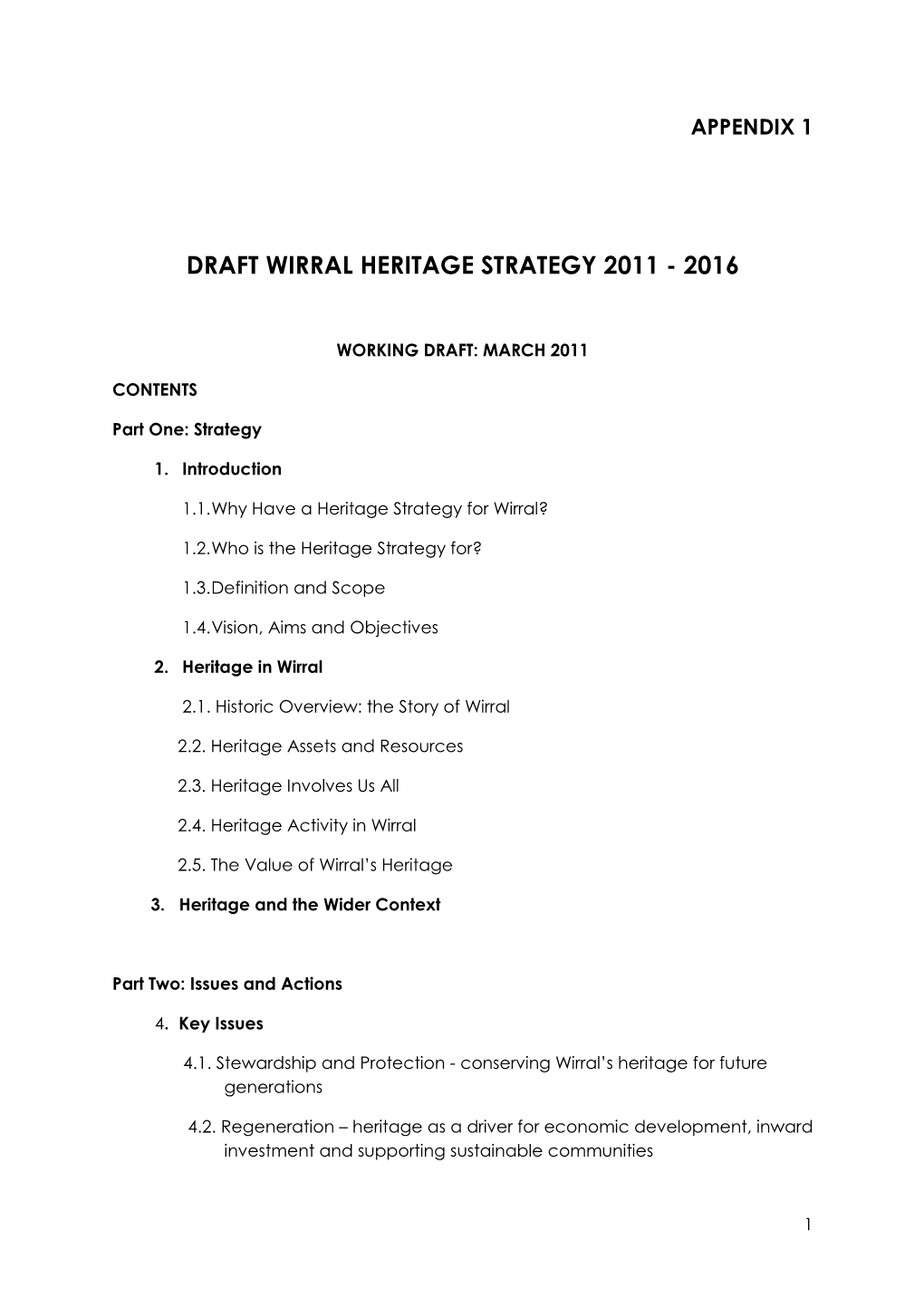 Draft Wirral Heritage Strategy 2011 - 2016