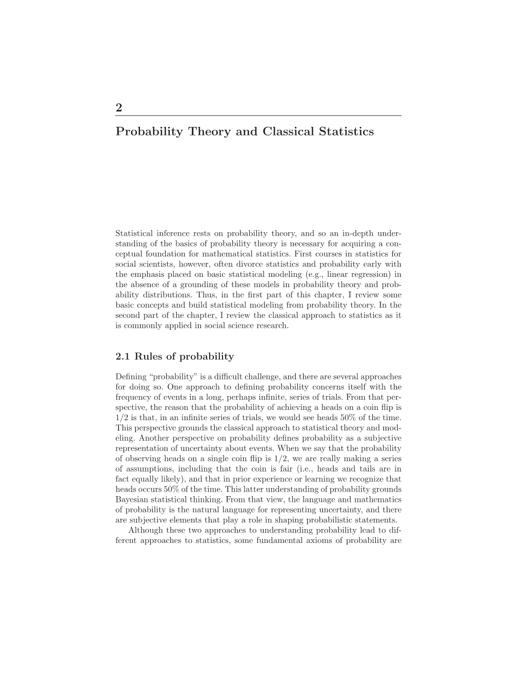 2 Probability Theory and Classical Statistics