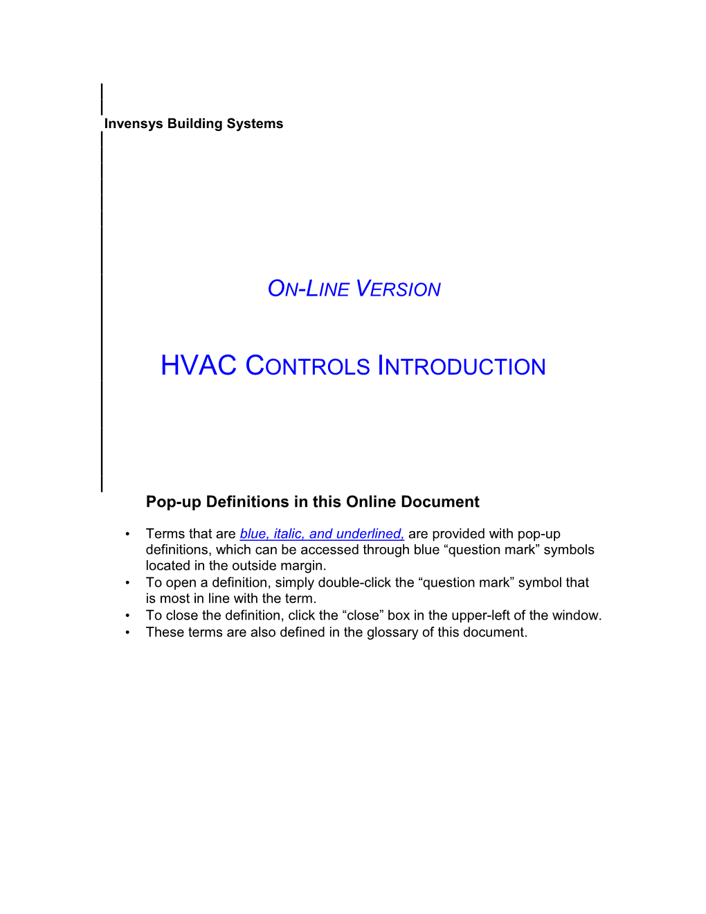 Hvac Controls Introduction