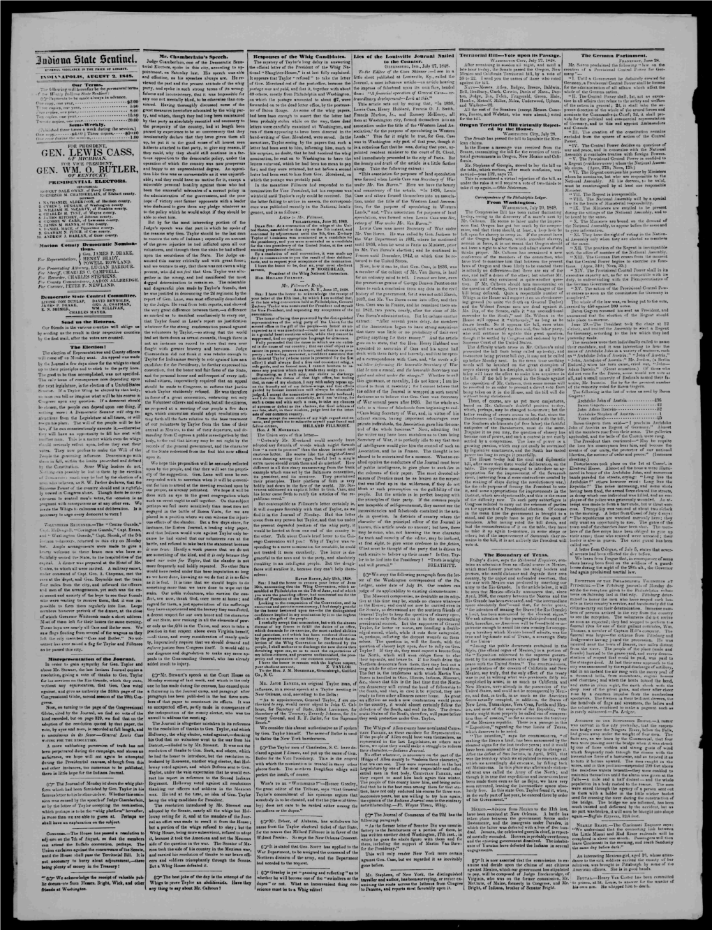 GEN. LEWIS CASS, Mexico Cali- It Tious Opposition to the Democratic Policy, Under Tho He on to Washington and Immediately Proceeded to the City of Paris