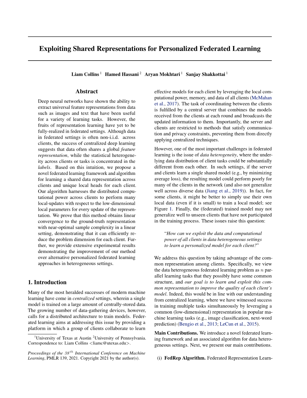 Exploiting Shared Representations for Personalized Federated Learning