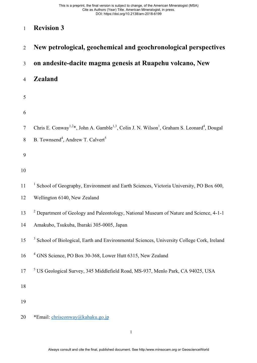 Revision 3 New Petrological, Geochemical and Geochronological