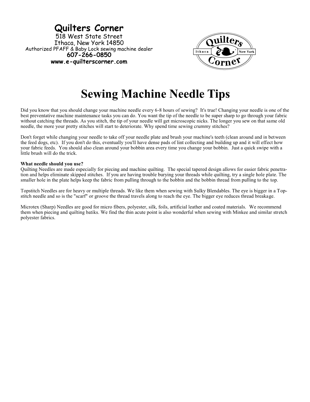 Sewing Machine Needle Tips