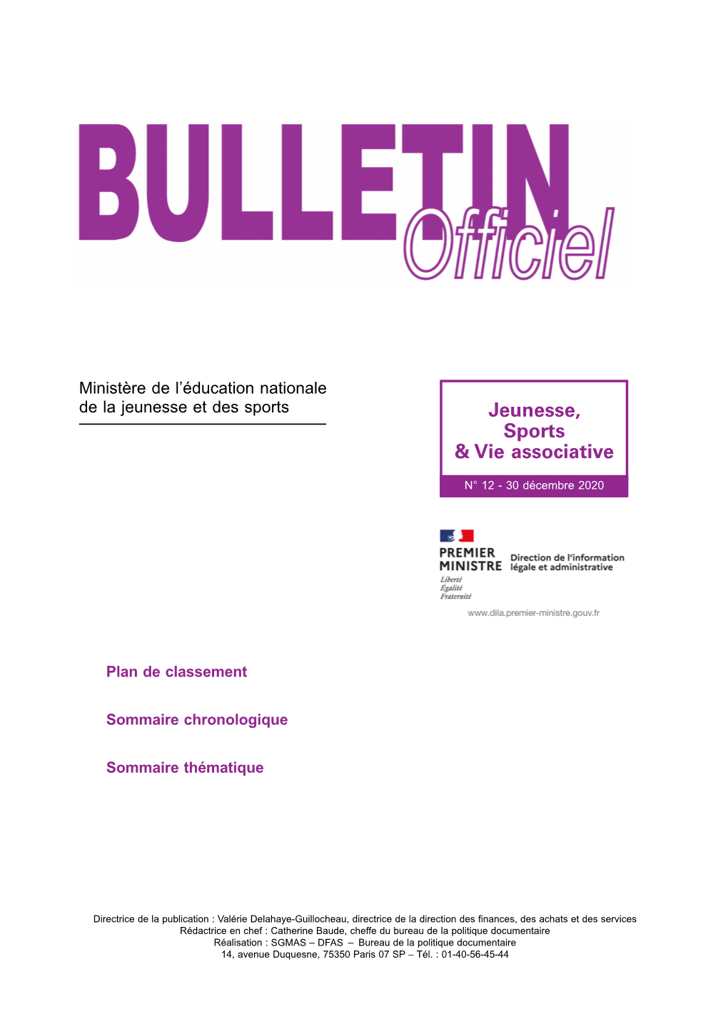 Bulletin Officiel Ministère Sports, Education Nationale Et Jeunesse
