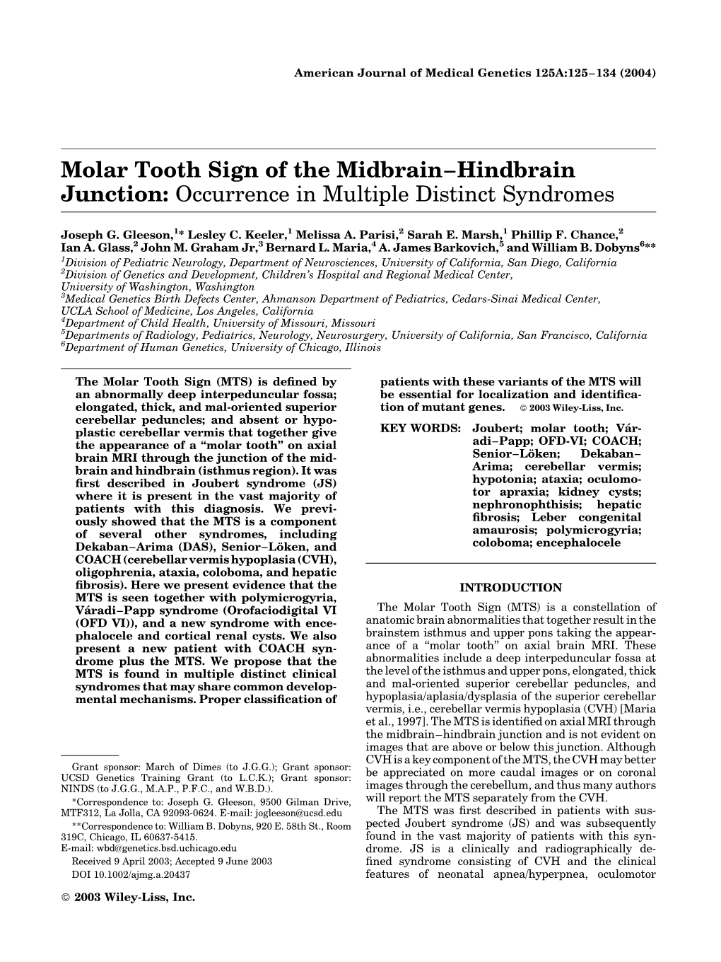 Molar Tooth Sign of the Midbrain-Hindbrain Junction