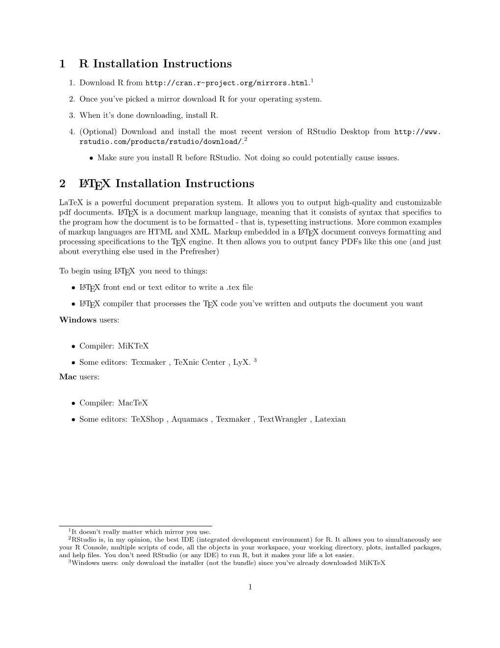 1 R Installation Instructions 2 LATEX Installation Instructions