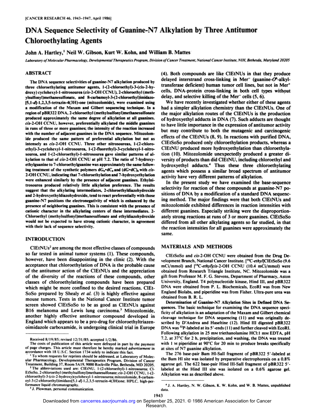 DNA Sequence Selectivity of Guanine-N7 Alkylation by Three Antitumor Chloroethylating Agents