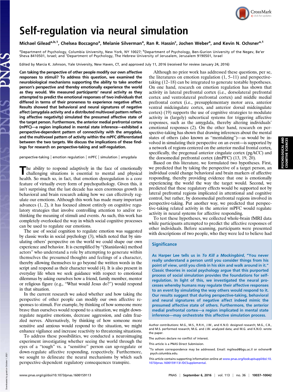 Self-Regulation Via Neural Simulation