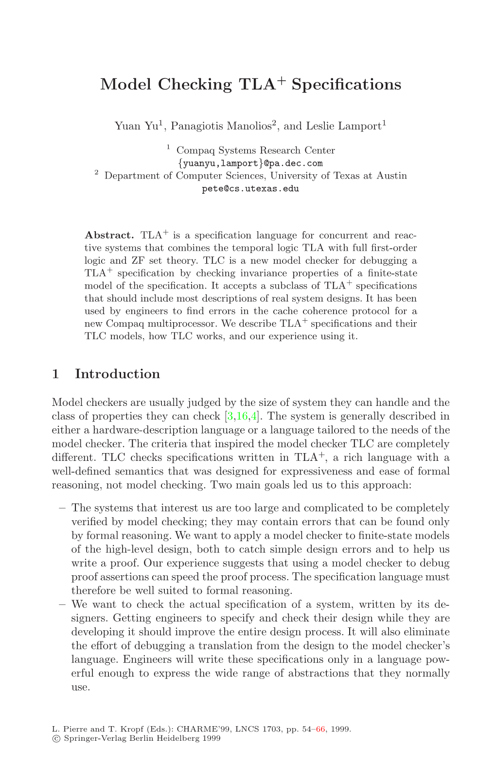 Model Checking TLA Specifications