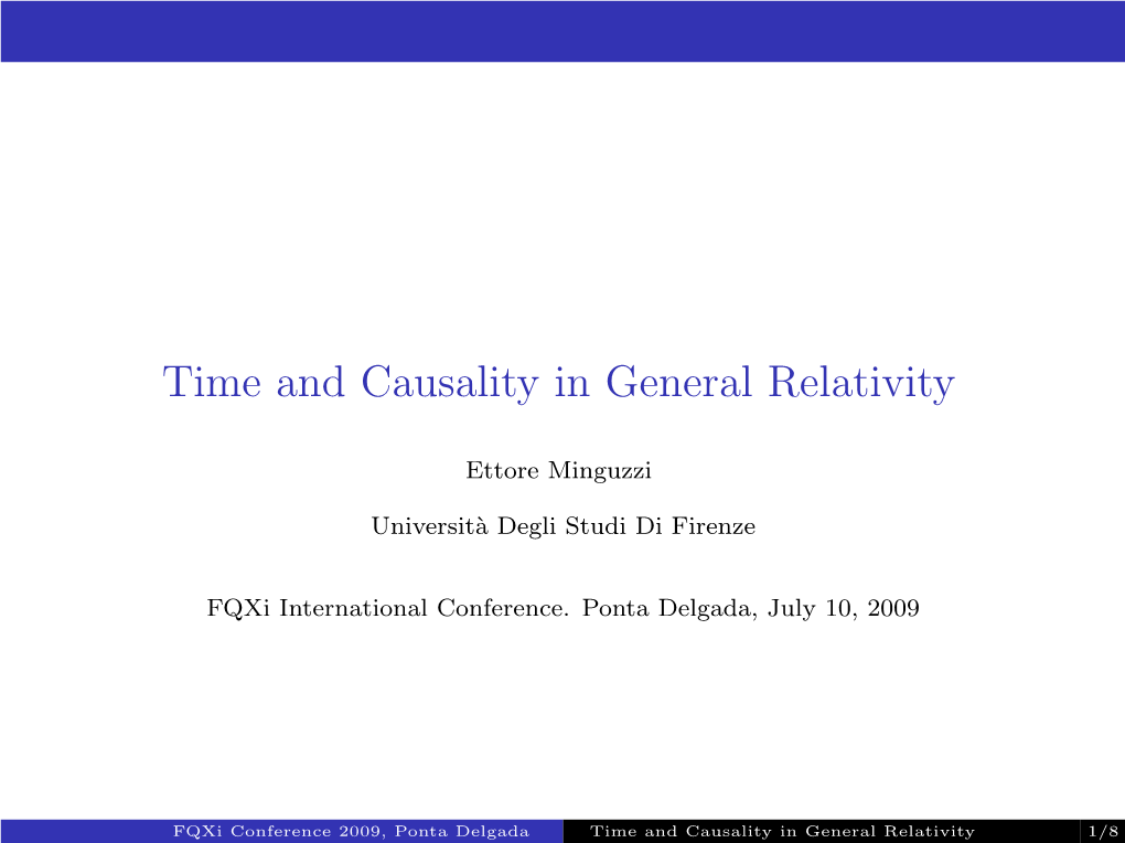 Time and Causality in General Relativity