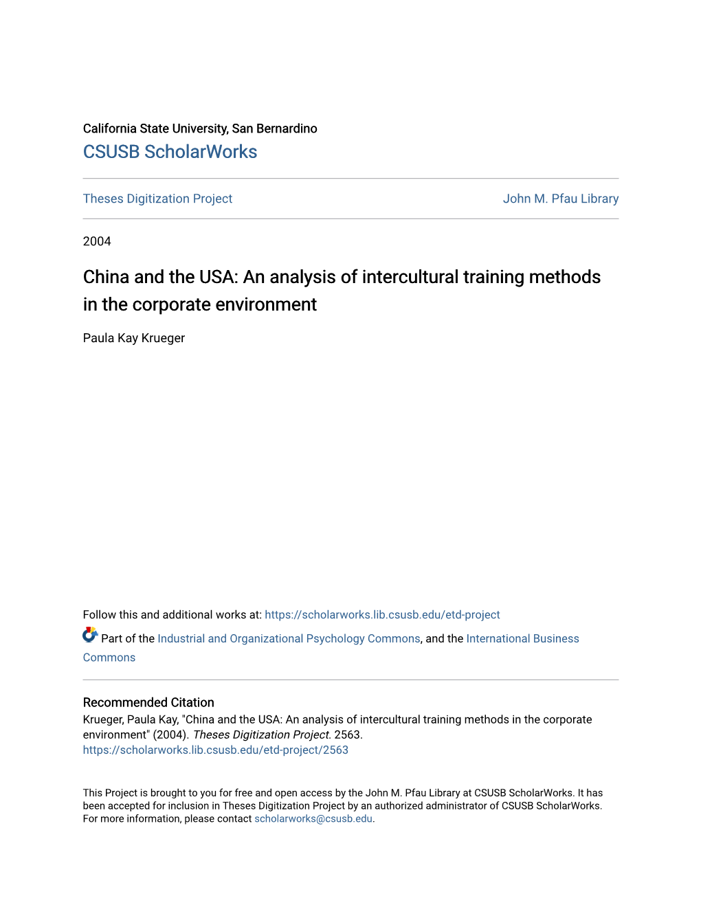 China and the USA: an Analysis of Intercultural Training Methods in the Corporate Environment