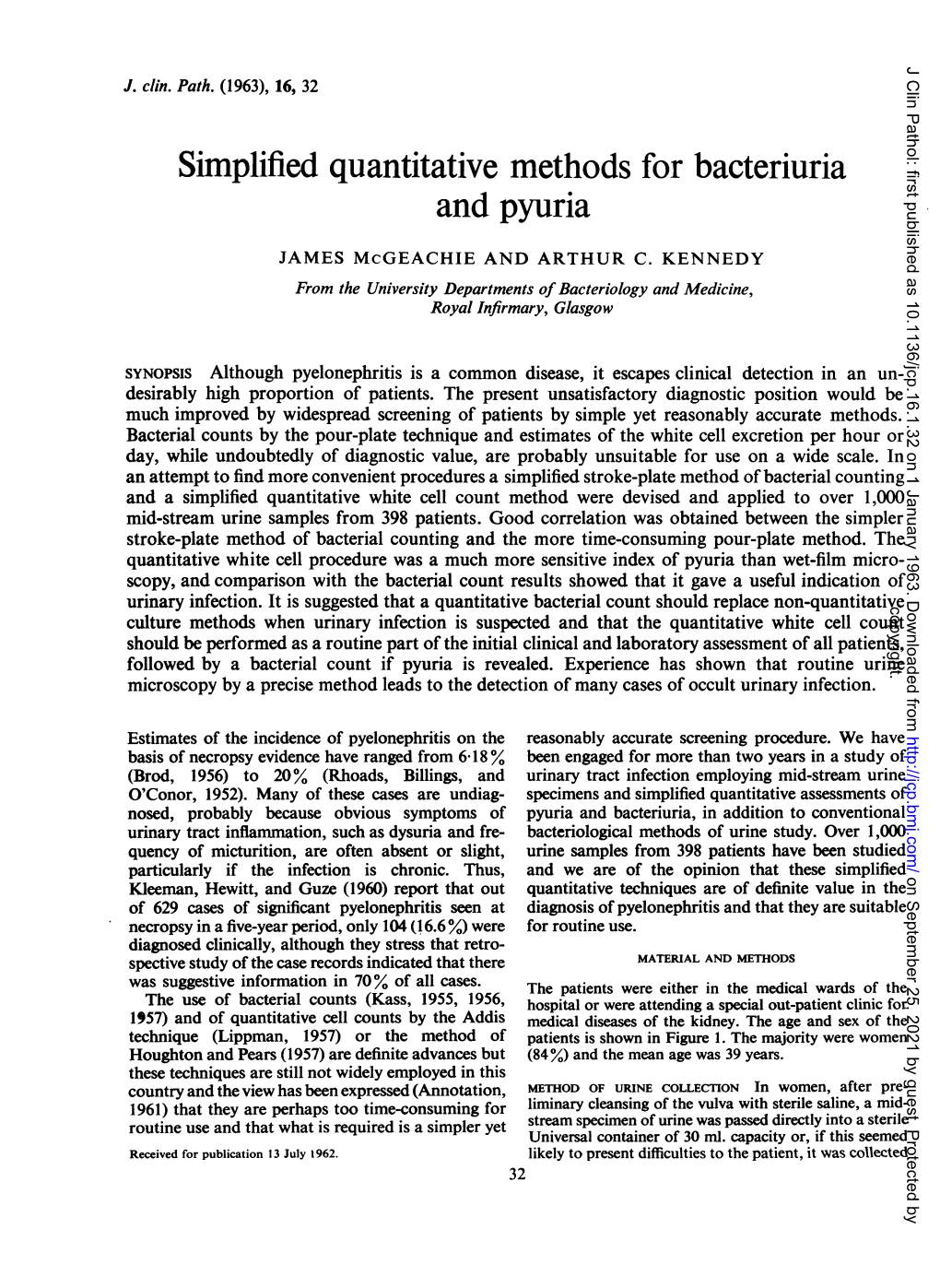 Simplified Quantitative Methods for Bacteriuria and Pyuria