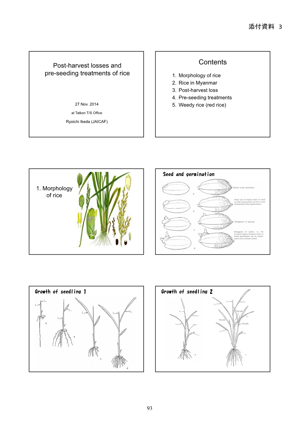 添付資料 3 Post-Harvest Losses and Pre-Seeding Treatments of Rice