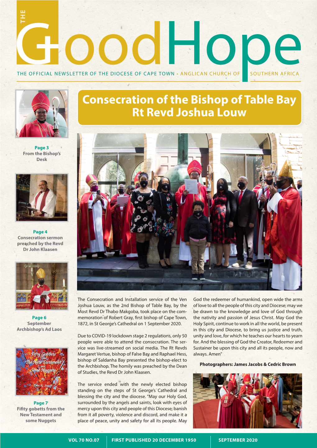 Consecration of the Bishop of Table Bay Rt Revd Joshua Louw