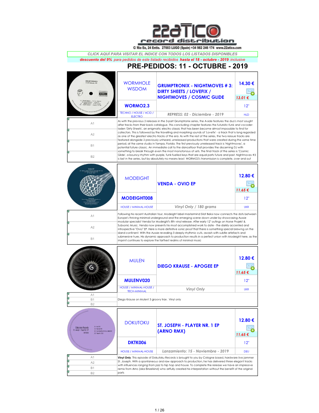 Pre-Pedidos: 11 - Octubre - 2019