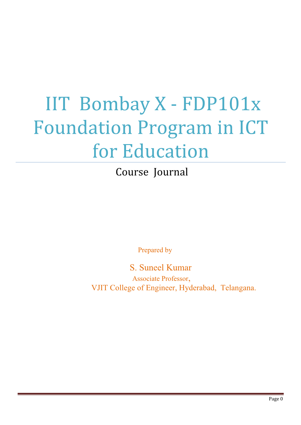 IIT Bombay X - Fdp101x Foundation Program in ICT for Education Course Journal