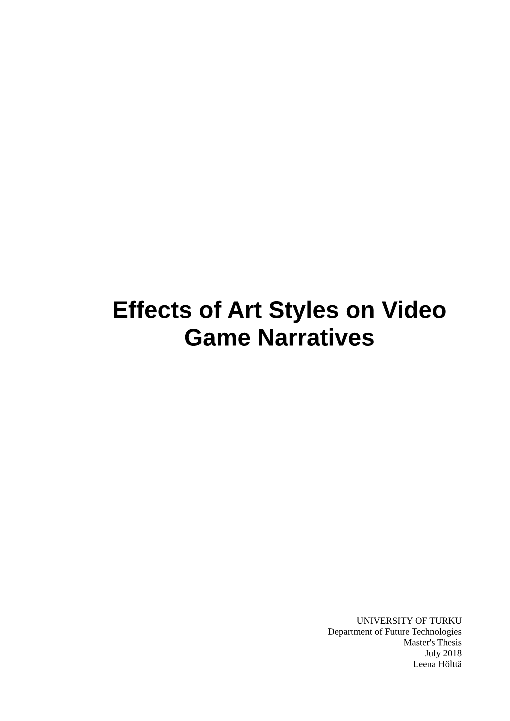 Effects of Art Styles on Video Game Narratives