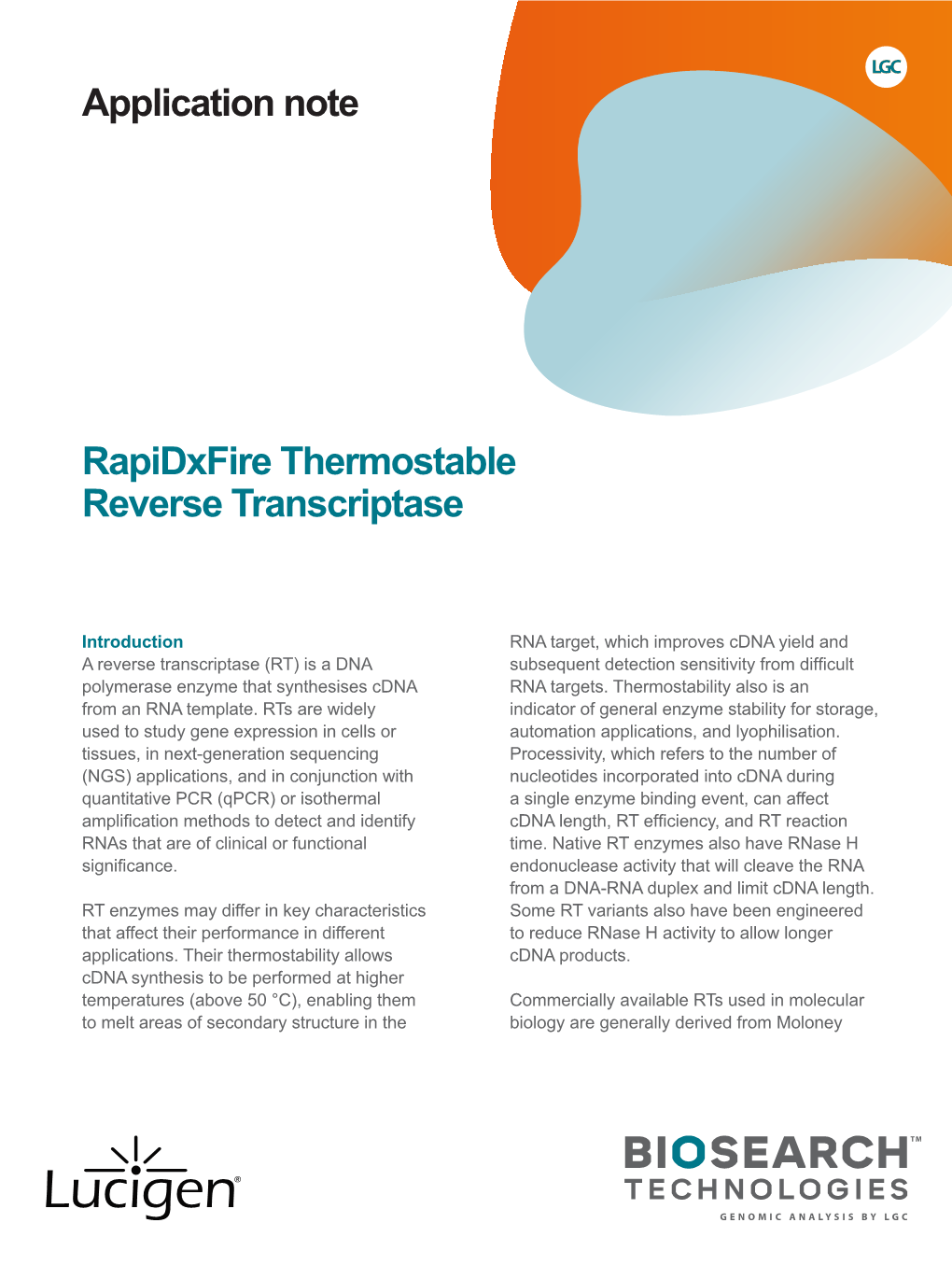 Rapidxfire Thermostable Reverse Transcriptase Application Note