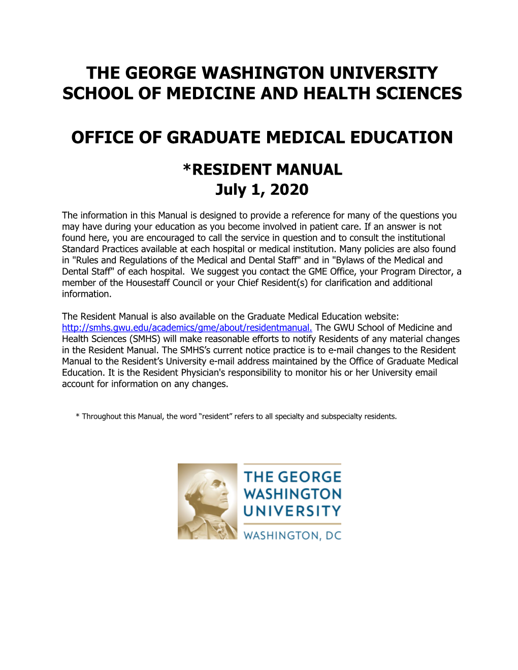 RESIDENT MANUAL July 1, 2020