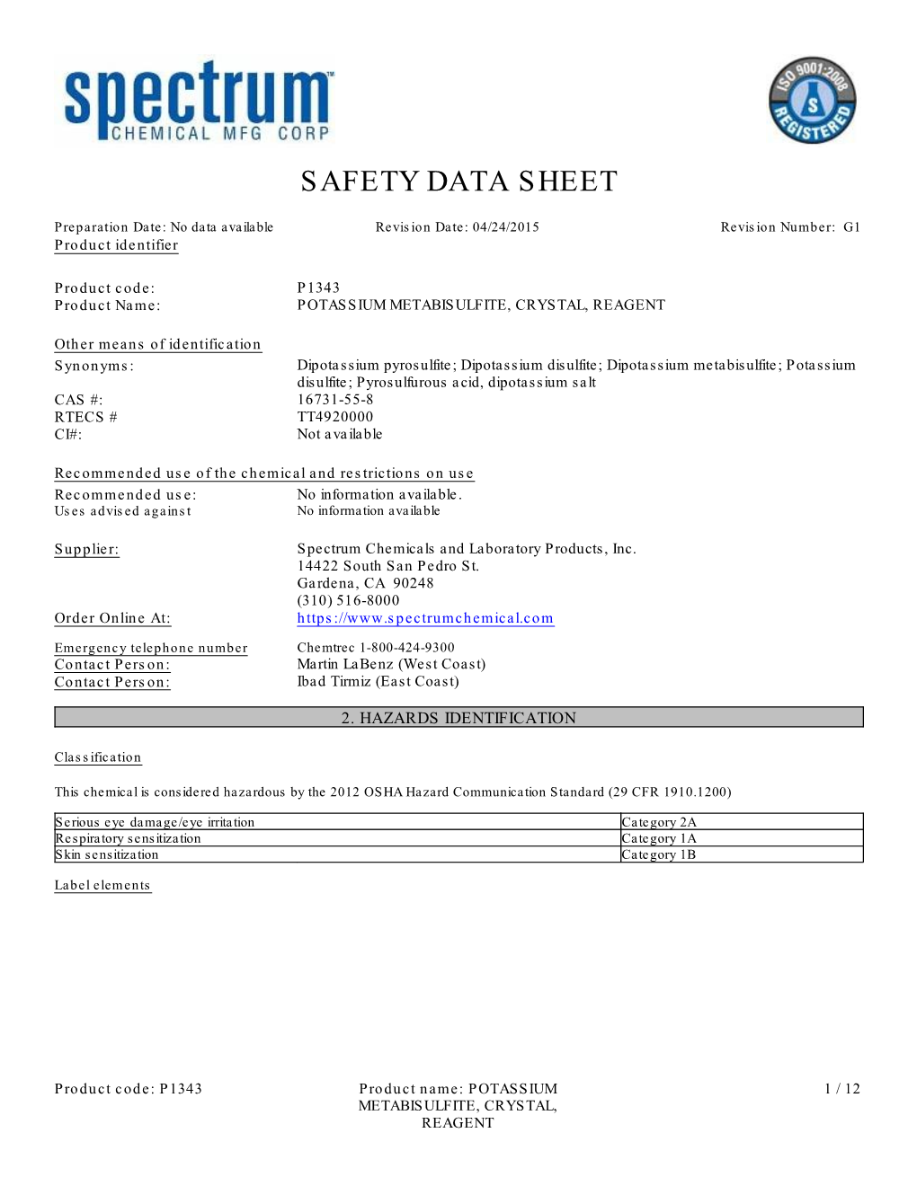 Safety Data Sheet