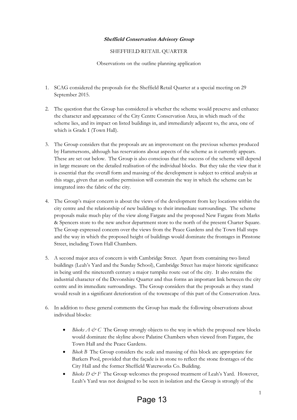 Page 13 View That As Much of the Frontage of Cambridge Street Should Be Retained in Order to Maintain the Context Within Which Leah’S Yard Is Located