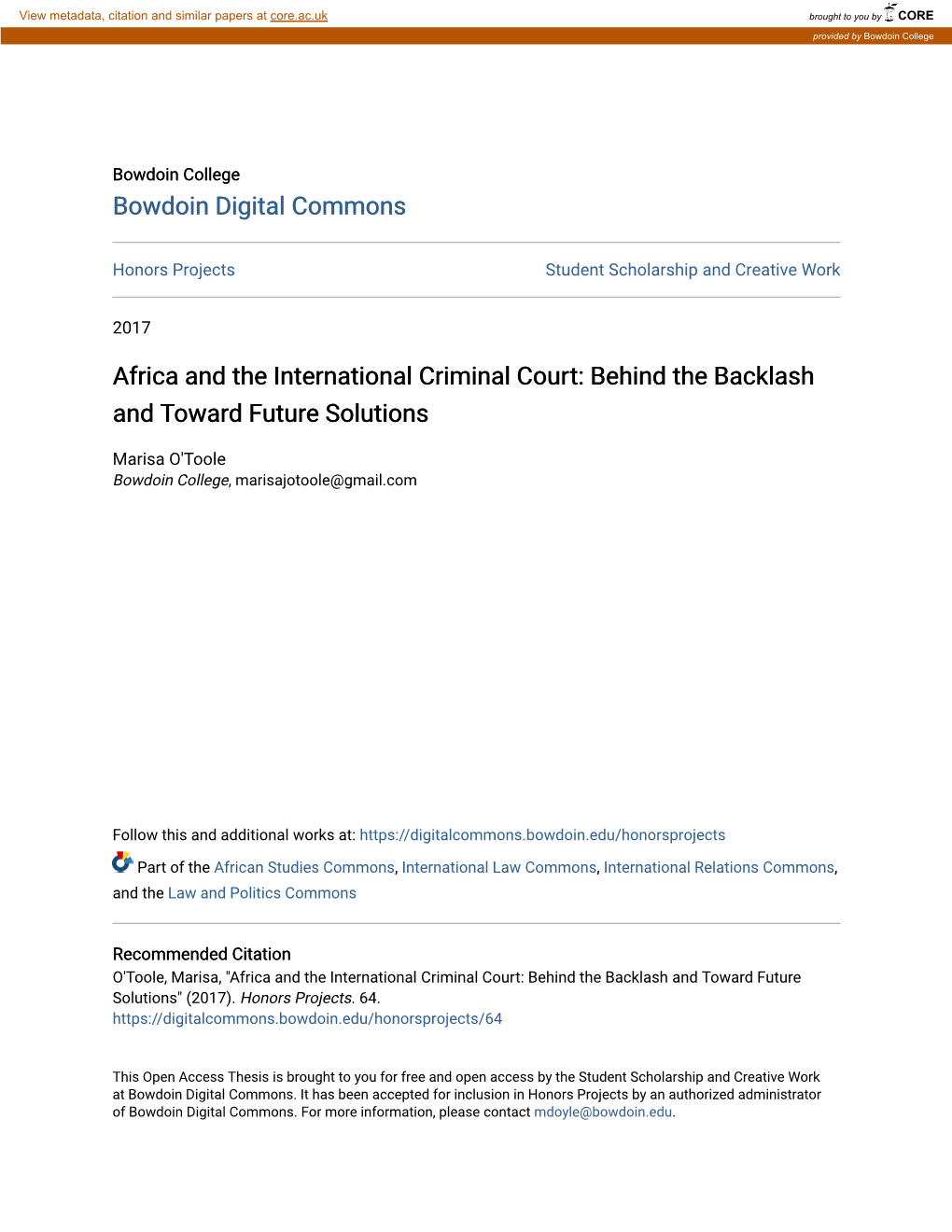 Africa and the International Criminal Court: Behind the Backlash and Toward Future Solutions