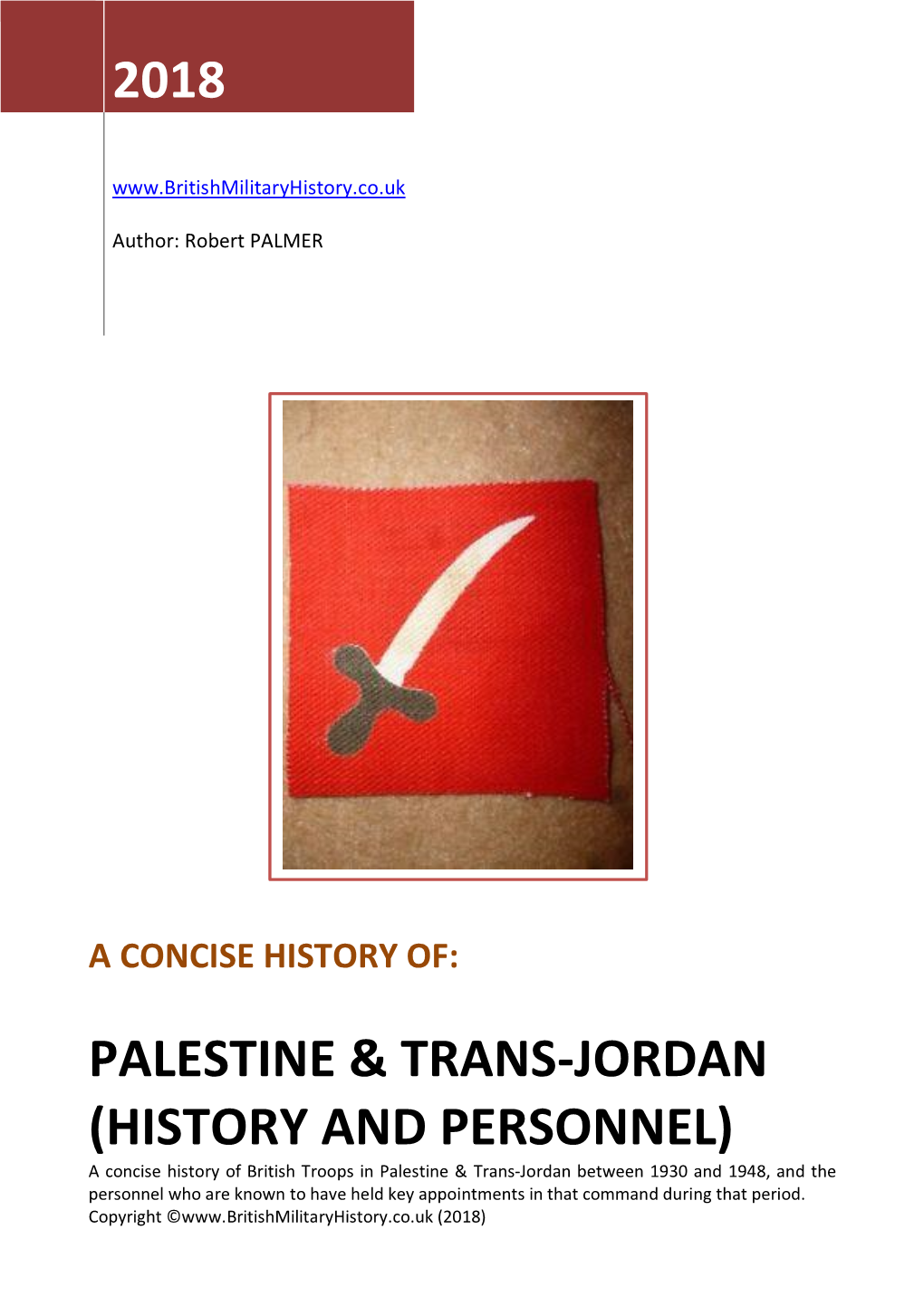 Palestine and Trans-Jordan History and Personnel