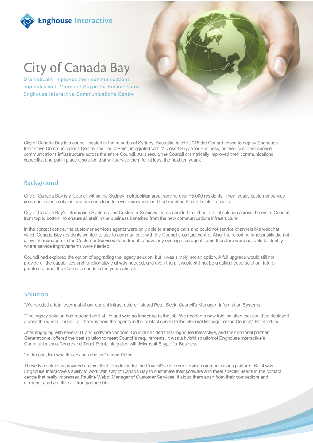 City of Canada Bay Dramatically Improves Their Communications Capability with Microsoft Skype for Business and Enghouse Interactive Communications Centre