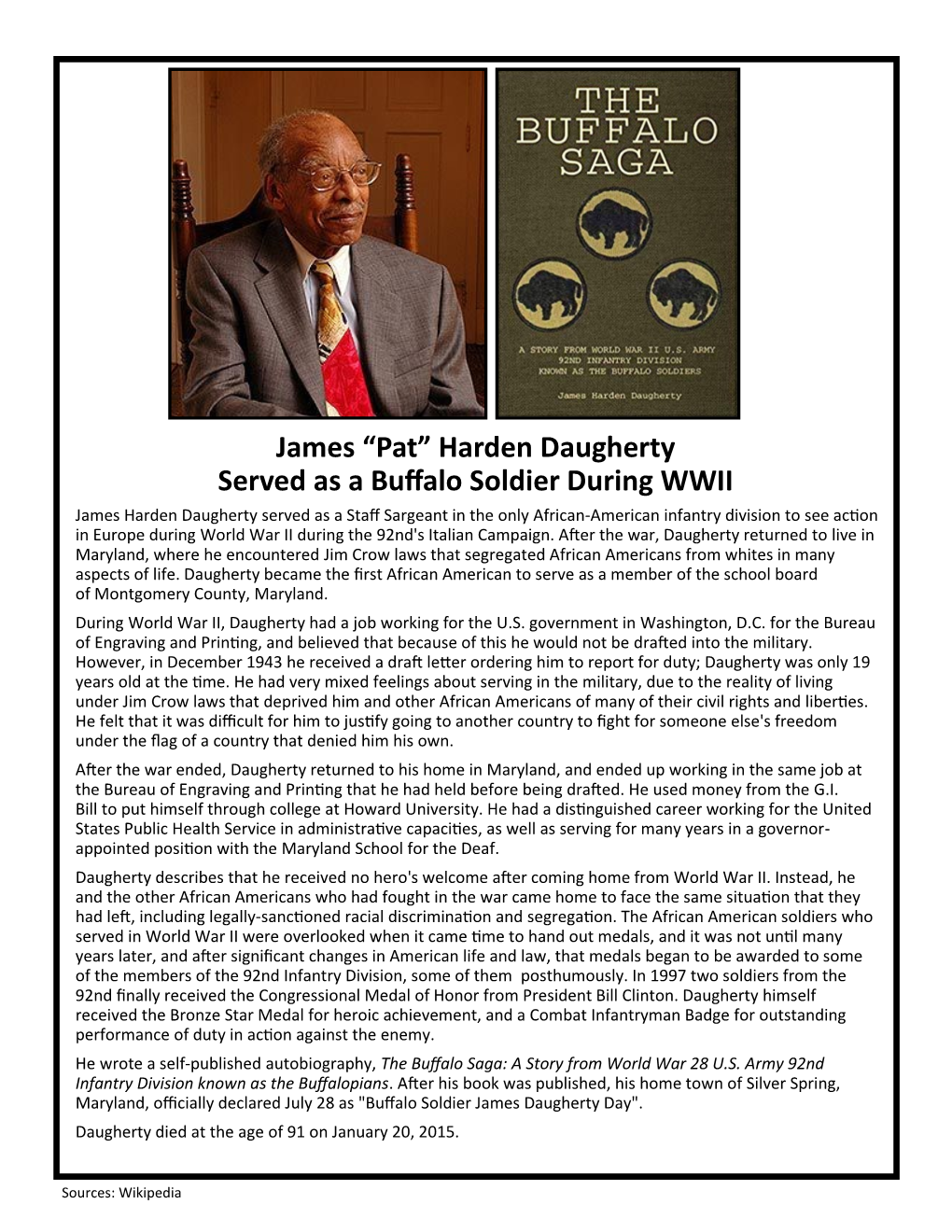 James “Pat” Harden Daugherty Served As a Buffalo Soldier During