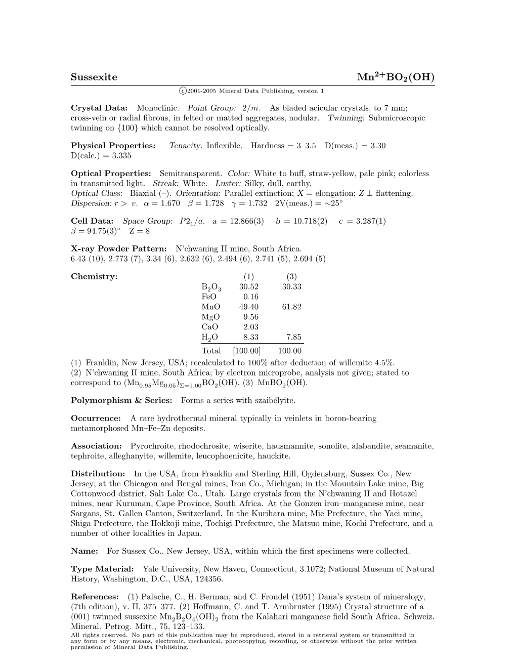 Sussexite Mn2+BO2(OH)