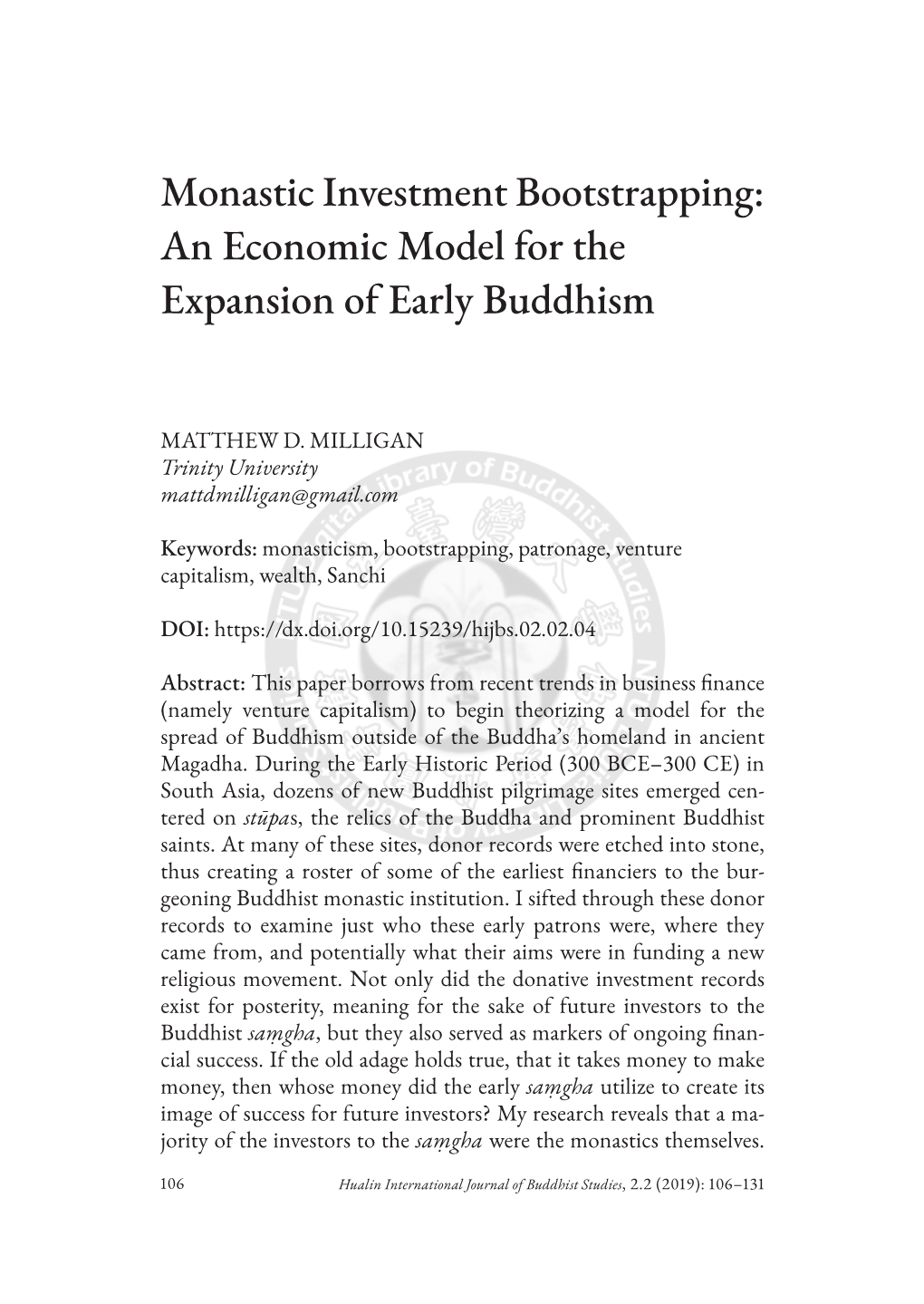 Monastic Investment Bootstrapping: an Economic Model for the Expansion of Early Buddhism